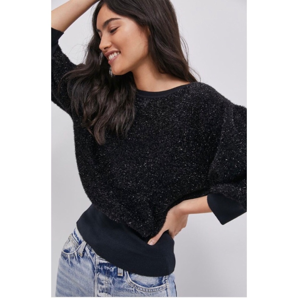 NWT ANTHROPOLOGIE PAMELA TINSEL SHIMMER SWEATER - Picture 3 of 10